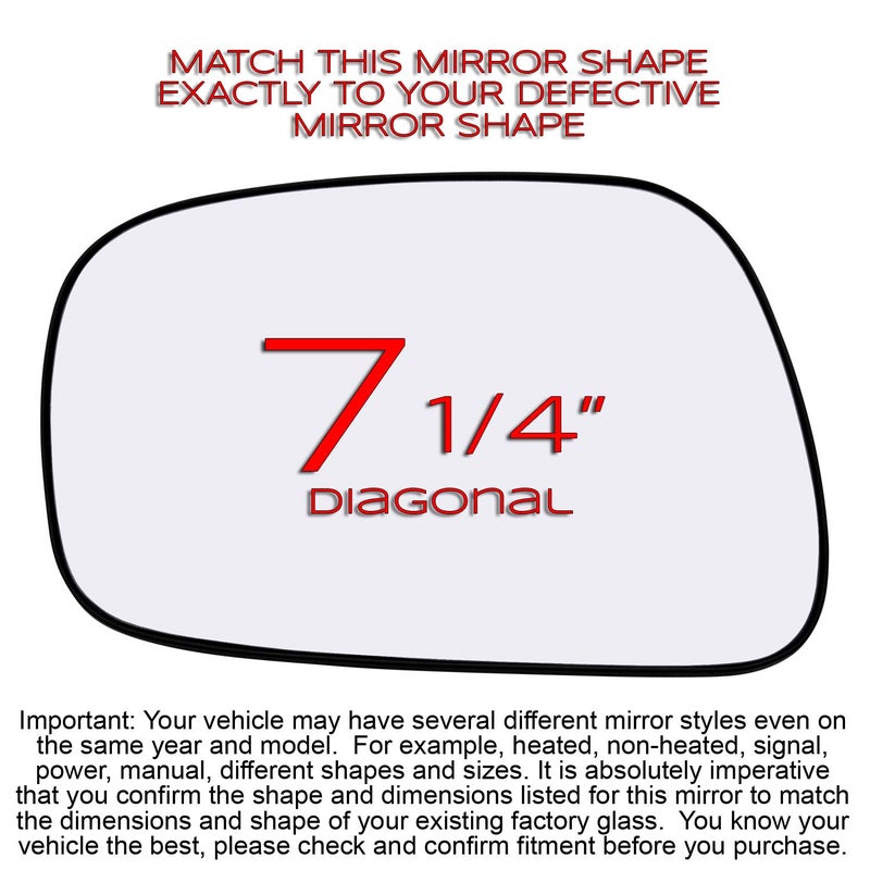 Rugged TUFF Driver Side Mirror Glass Assembly For 2002 2003 2004 2005 2006 Toyota Camry Sedan US Built Models Left Rear Mirrors 56953 TO1324100 87961AA080 Non-Heated - Image 2